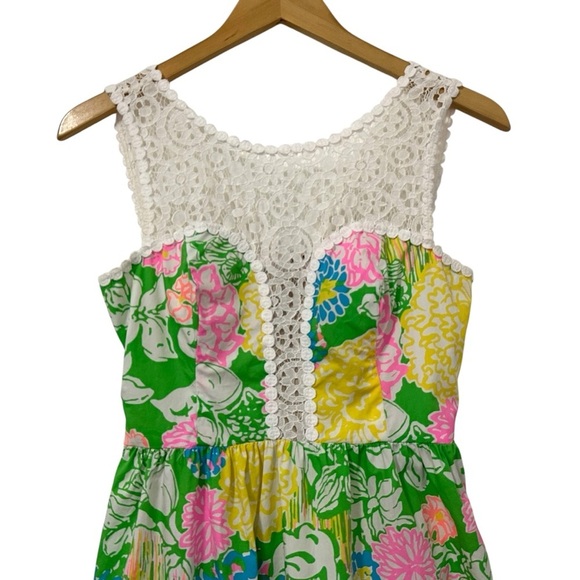 Lilly Pulitzer Womens Raegan Floral Lace Mini Dress Sz 0 Multicolor Sleeveless - Picture 3 of 8